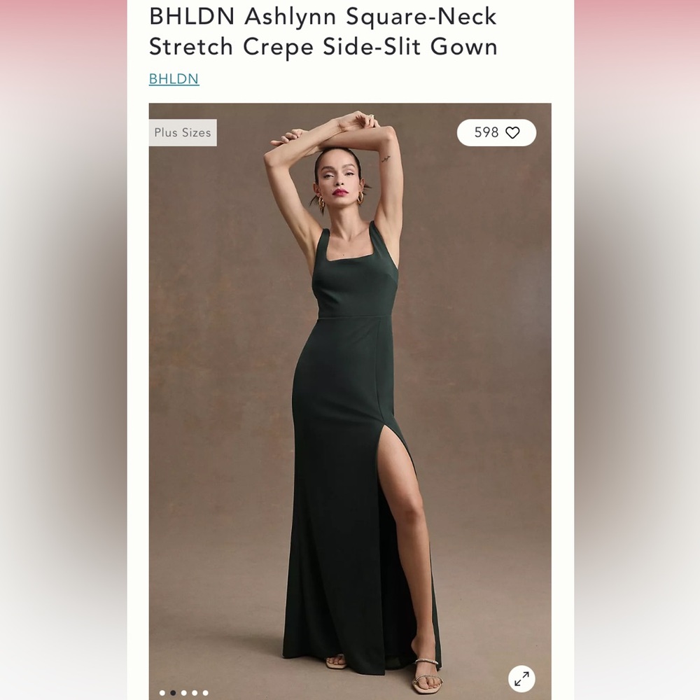 Anthropologie BHLDN Ashlynn Gown Dark Green Size 8 - Tags On, New, Neverworn